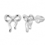 TQ Metall Brass Ohrringe / Ohrstecker Bow Silver