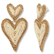 Musthave Bast Ohrringe Heart Beige-light brown-gold