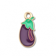 Anh&auml;nger Metall Enamel Eggplant Gold-dark purple-green