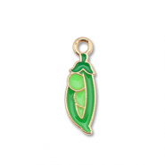Anh&auml;nger Metall Enamel Bean Gold-green
