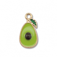 Anh&auml;nger Metall Enamel Avocado Gold-olive green