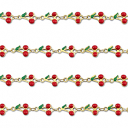 Zubehör aus Stainless Steel - Rostfreiem Stahl Gliederkette Cherries Gold-red-green