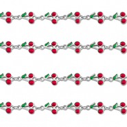 Zubehör aus Stainless Steel - Rostfreiem Stahl Gliederkette Cherries Silver-red-green