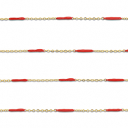 Zubehör aus Stainless Steel - Rostfreiem Stahl Gliederkette with Rod Gold-red