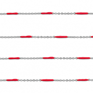 Zubehör aus Stainless Steel - Rostfreiem Stahl Gliederkette with Rod Silver-red