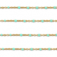 Zubehör aus Stainless Steel - Rostfreiem Stahl Gliederkette 1mm Gold-mint turquoise