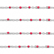 Zubehör aus Stainless Steel - Rostfreiem Stahl Gliederkette 1mm Silver-cherry red