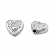 Perlen aus Stainless Steel - Rostfreiem Stahl Heart Silver