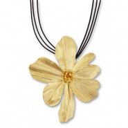 Statement-Ketten Kordel with Flower Black-gold