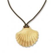 Statement-Ketten Kordel with Shell Dark green-gold