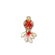 Eco-brass® nachhaltiges Messing Anhänger Fish Gold-red-white