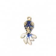Eco-brass® nachhaltiges Messing Anhänger Fish Gold-dark blue-white