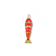 TQ Metall Brass Anhänger Fish Gold-red-orange-light green
