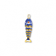 TQ Metall Brass Anhänger Fish Gold-blue-yellow-white