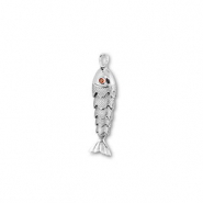 TQ Metall Brass Anhänger Fish Silver-orange