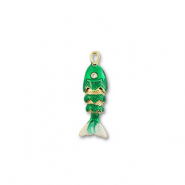 Eco-brass® nachhaltiges Messing Anhänger Fish Gold-green-white