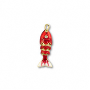 Eco-brass® nachhaltiges Messing Anhänger Fish Gold-red-white