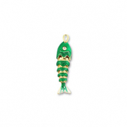 Eco-brass® nachhaltiges Messing Anhänger Fish Gold-green-white