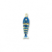 Eco-brass® nachhaltiges Messing Anhänger Fish Gold-dark blue-white