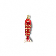 Eco-brass® nachhaltiges Messing Anhänger Fish Gold-red-white