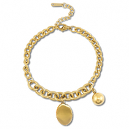 Stainless Steel - Rostfrei Stahl Armb&auml;nder Ball Gold