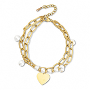 Stainless Steel - Rostfrei Stahl Armb&auml;nder Heart Gold