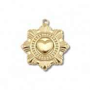 Anh&auml;nger aus Stainless Steel - Rostfreiem Stahl Flower with Heart Gold