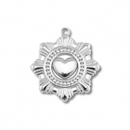 Anh&auml;nger aus Stainless Steel - Rostfreiem Stahl Flower with Heart Silver