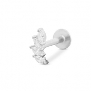 Stainless Steel - Rostfrei Stahl Ohrpiercing Leaf Silver