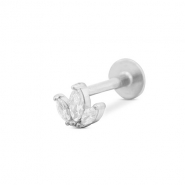 Stainless Steel - Rostfrei Stahl Ohrpiercing Leaf Silver