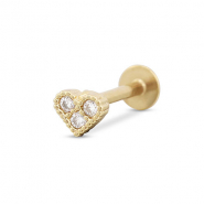 Stainless Steel - Rostfrei Stahl Ohrpiercing Heart Gold