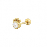 Stainless Steel - Rostfrei Stahl Ohrpiercing Round with Spheres Gold