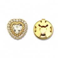 Eco-brass&reg; nachhaltiges Messing Knopfabdeckung Zirkonia Heart Gold-crystal