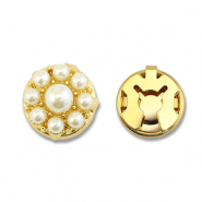 Eco-brass&reg; nachhaltiges Messing Knopfabdeckung Perlen Gold-white