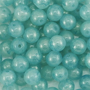 Glas Perlen mit Glitzer 8 mm Turquoise blue-gold
