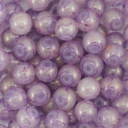Glas Perlen mit Glitzer 6 mm Purple-gold