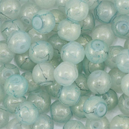 Glas Perlen mit Glitzer 6 mm Greenish grey-gold