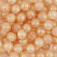 Glas Perlen mit Glitzer 4 mm Coral orange-gold