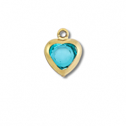 Anhänger aus Stainless Steel - Rostfreiem Stahl Heart Gold-aquamarine blue
