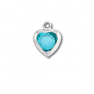 Anhänger aus Stainless Steel - Rostfreiem Stahl Heart Silver-aquamarine blue