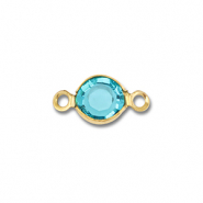 Zubehör aus Stainless Steel - Rostfreiem Stahl Connector Round Gold-aquamarine blue