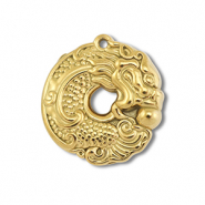 Anhänger aus Stainless Steel - Rostfreiem Stahl Donut with Dragon Gold