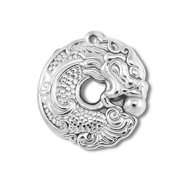 Anhänger aus Stainless Steel - Rostfreiem Stahl Donut with Dragon Silver