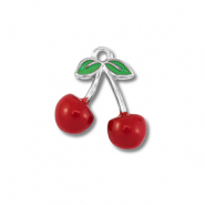 Anhänger aus Stainless Steel - Rostfreiem Stahl Cherries Silver-red-green