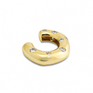 Stainless Steel - Rostfrei Stahl Ohrringe Ear Cuff mit Zirkonia Gold-crystal