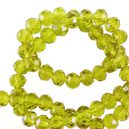 Facetten Top Glas Perlen 3x2mm Rondellen Dark lime green