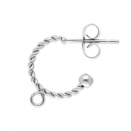 Zubehör aus Stainless Steel - Rostfreiem Stahl Ohrringe Creolen Twisted with Loop Silver
