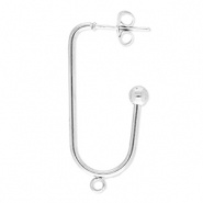 Zubehör aus Stainless Steel - Rostfreiem Stahl Ohrringe / Ohrstecker Oblong Oval with Loop Silver