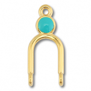 Anhänger Metall DQ Zwischenstück Gold (Nickelfrei)-turquoise blue