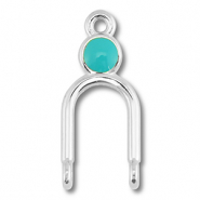 Anhänger Metall DQ Zwischenstück Antik silber (Nickelfrei)-turquoise blue